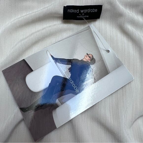 Naked Wardrobe Stretchy The Tube Crop Top Off White XL (fits L better) NWT - Picture 5 of 7